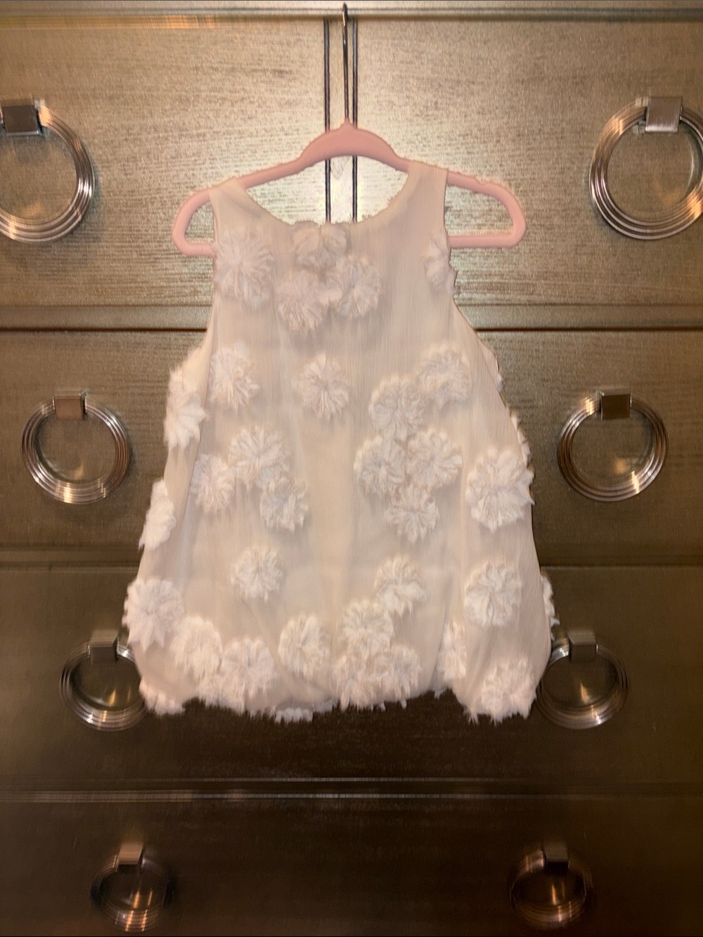 Zara White Pom-Pom Floral Sleeveless Dress for Girls